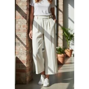 VERONIQUE LEROY PARIS Wide Leg Belted Pants Size 40 EU Made in France